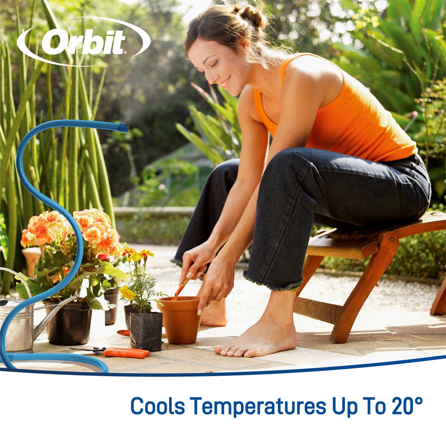 Orbit Irrigation Cobra Mist System for mist cooling, featuring spray nozzles and tubing visible in the image.