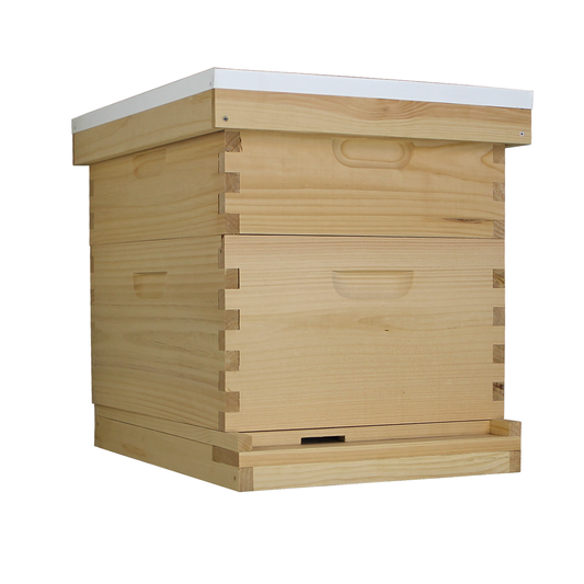 10-Frame Complete Beehive Kit – Fully Assembled (1 Deep & 1 Medium Box) Amish-Made with Frames & Wax-Coated Foundations