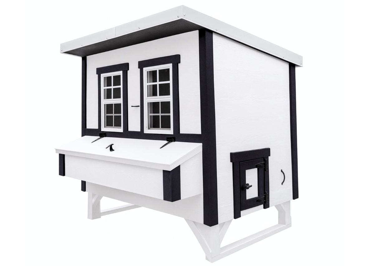 Large OverEZ Chicken Coop with spacious design for up to 15 chickens, featuring wooden construction and secure nesting areas.