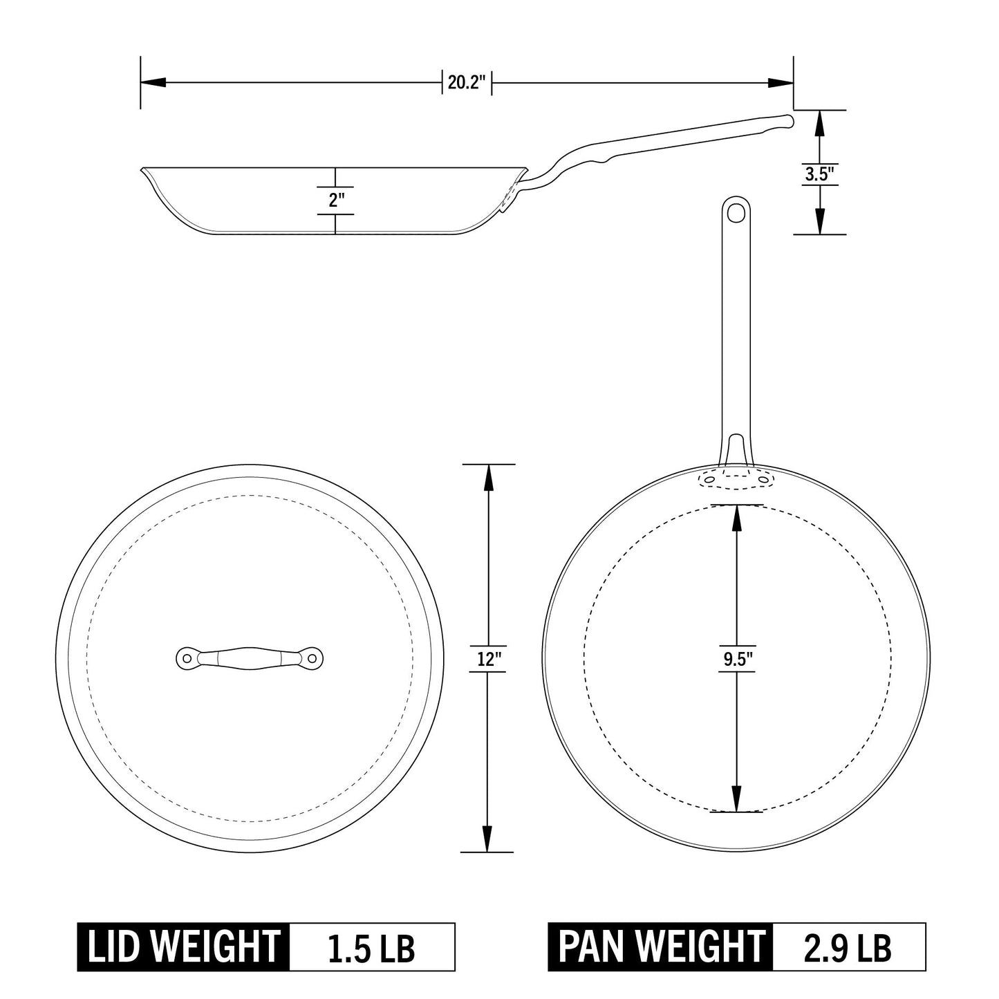 Heritage Steel 12-inch fry pan with lid, made of durable cookware material, shown with lid on and handle visible.