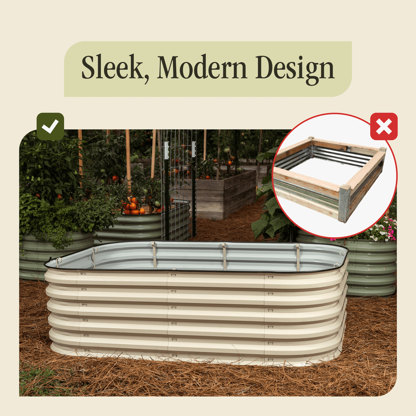 13-inch tall Gro-Rite Garden 6-in-1 metal raised garden bed kit with no tools needed, ideal for versatile garden planting.