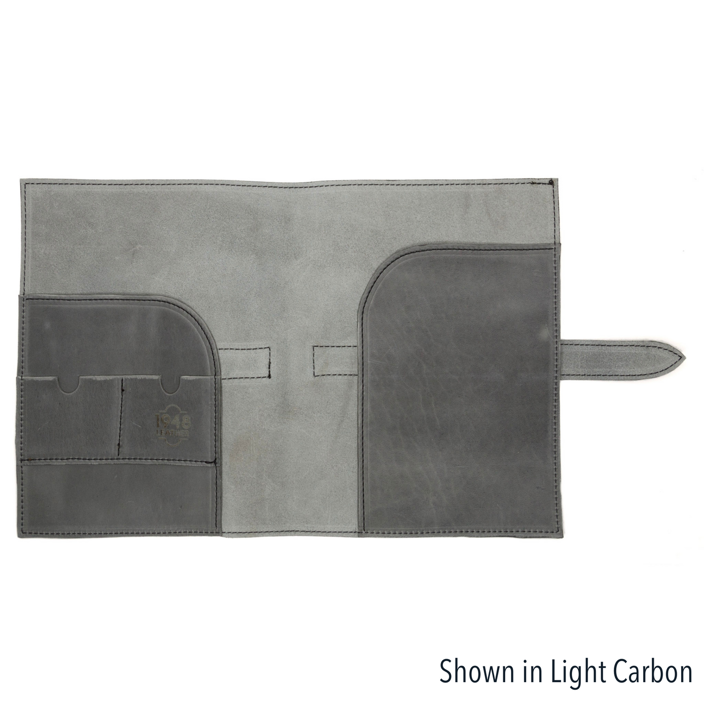 Large black journal cover by Rebekah Scott Designs, featuring a sleek, smooth textured surface suitable for personal or professional use.