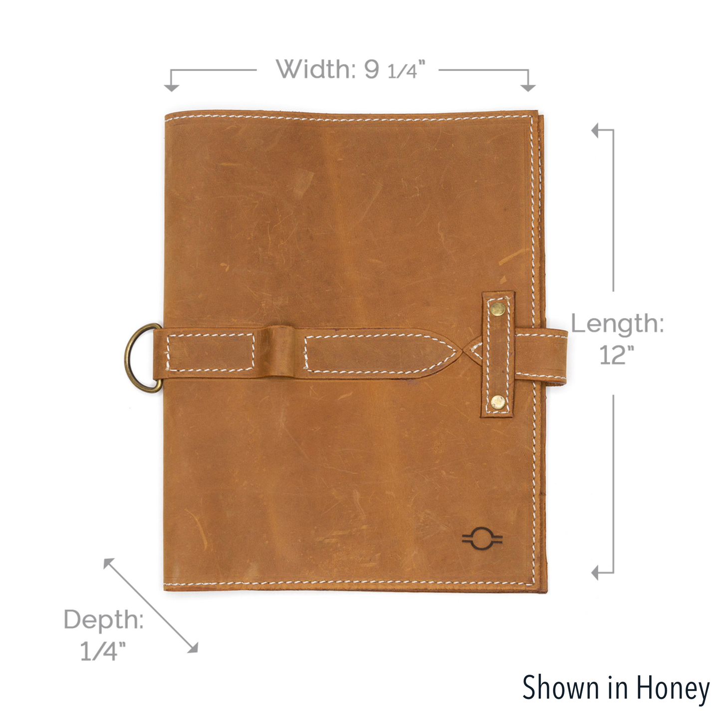 Large honey-colored journal cover by Rebekah Scott Designs with textured, durable material and elegant design.