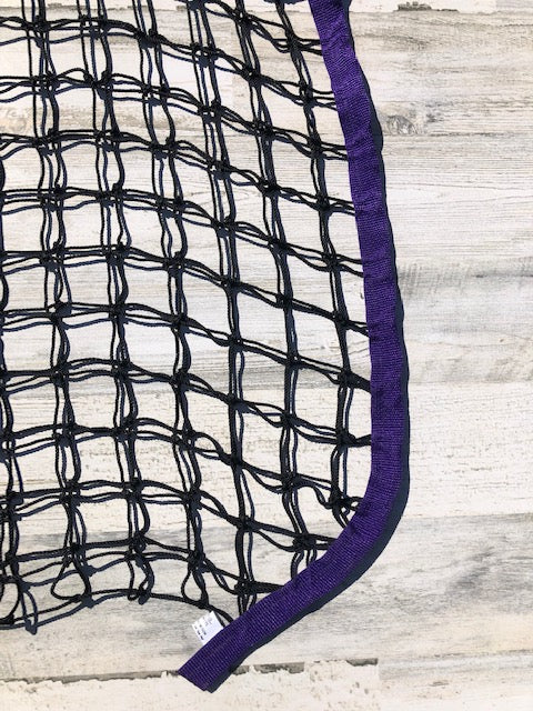 Purple regular haynet by Haylo Haynets, LLC, showing a mesh haynet for feeding hay to horses.