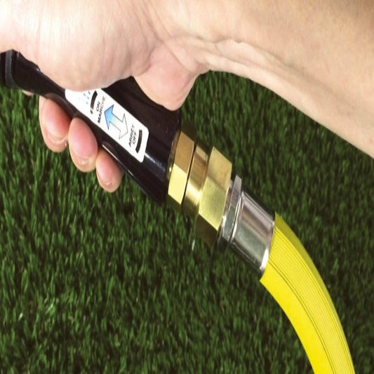 Dramm Brass Hose Swivel from Rivendell Distribution, a durable metal connector for garden hoses with brass construction.