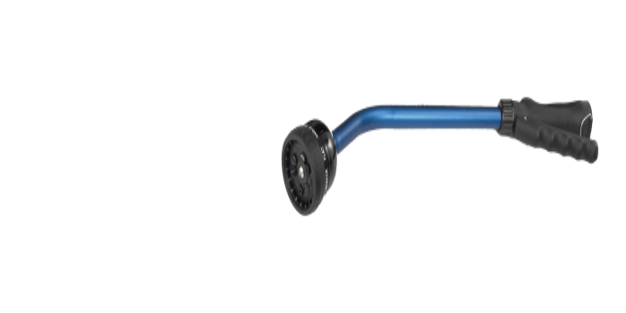 Blue Dramm 16-inch Kaleidoscope Rain Wand for watering plants with colorful, decorative spray pattern in a garden tool.