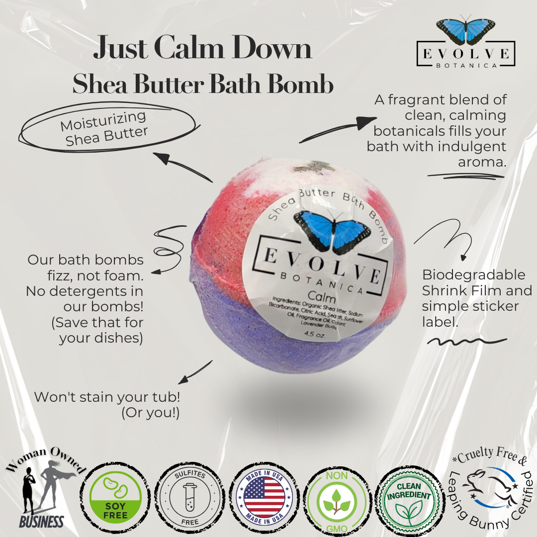 Bath Bomb - Just Calm Down - Evolve Botanica ~ Blessings Grow Meadows