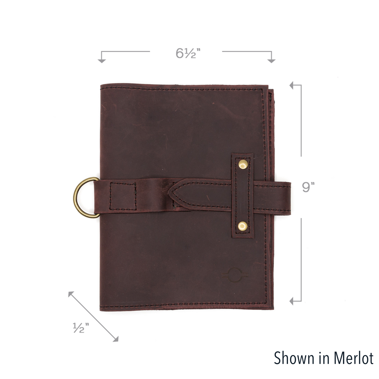 Mini journal cover with tobacco-colored leather by Rebekah Scott Designs, featuring a textured, stylish design.