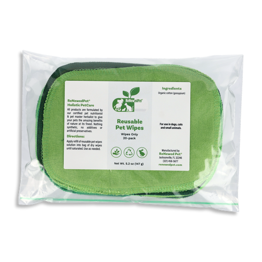 Reusable pet wipes by ReNewedPet, soft and absorbent for gentle cleaning of dogs and cats during grooming.