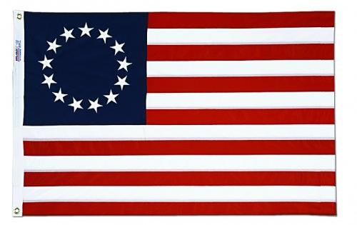 Betsy Ross polyester outdoor flag 3x5 feet by Flagman of America, suitable for high wind conditions, made in the USA