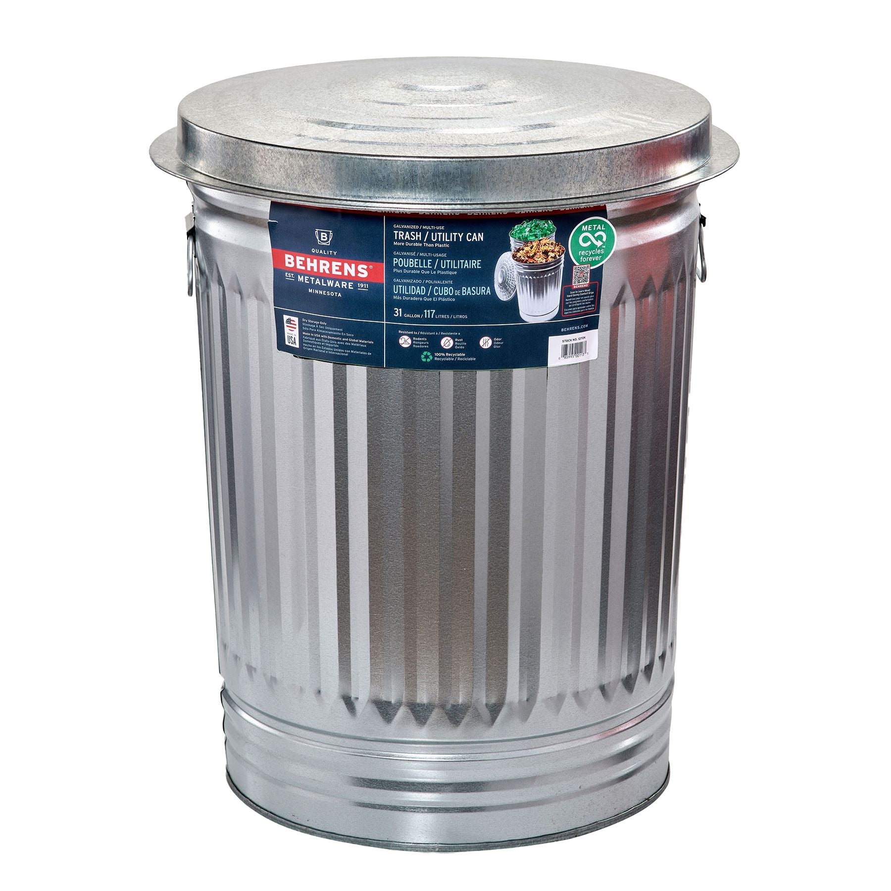 Behrens 31-Gallon Steel Trash Can - Blessings Grow Meadows
