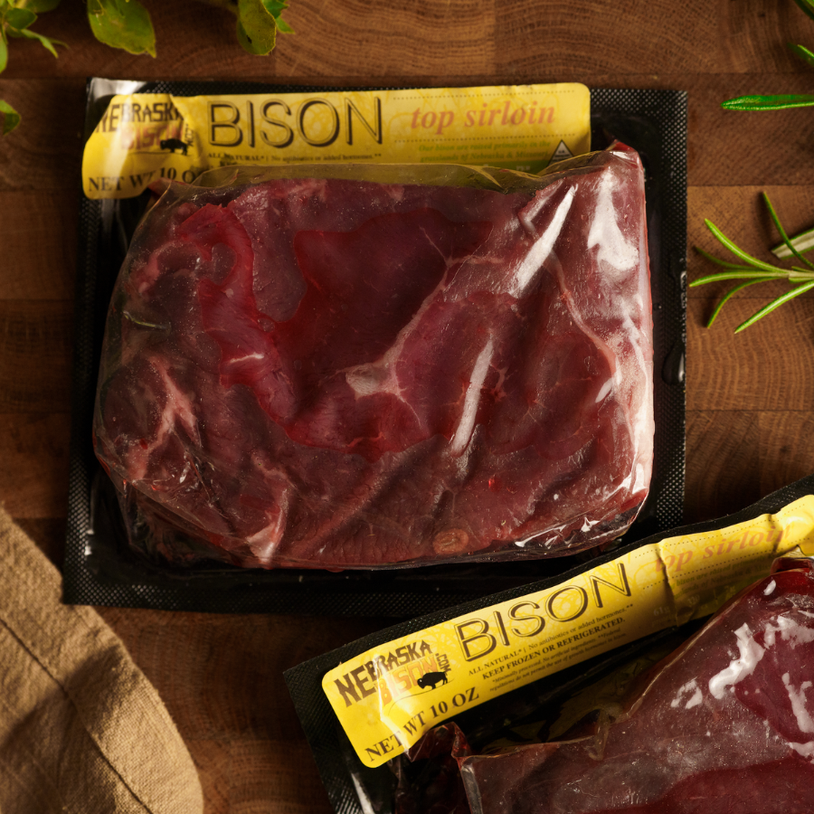 Bison Top Sirloin Steaks | 4 - 10 oz Steaks | Shipping Included | Nebraska Bison - BuyNebraska.com ~ Blessings Grow Meadows