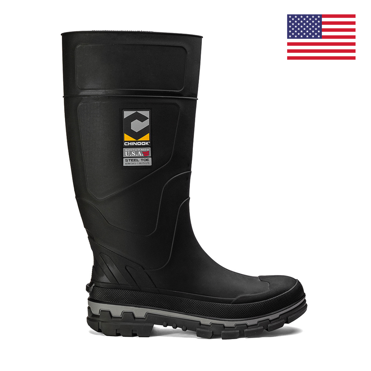 Kickaxe 15" Steel Toe Waterproof Rubber Boot – Black/Grey - Blessings Grow Meadows