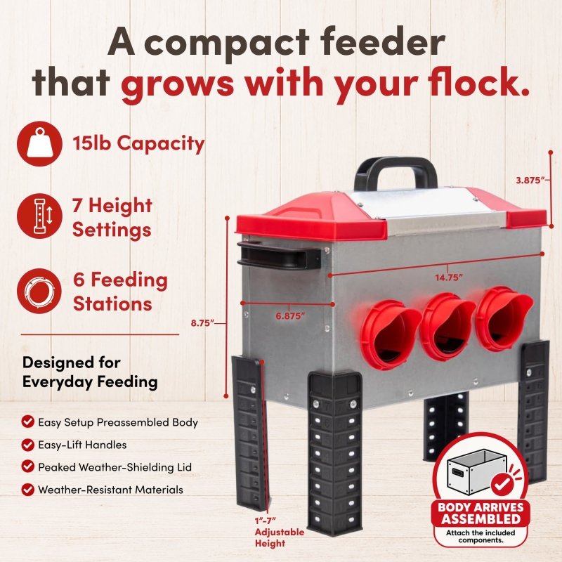 RentACoop Flock Feeder 15 6-Port, 15lb Feeder