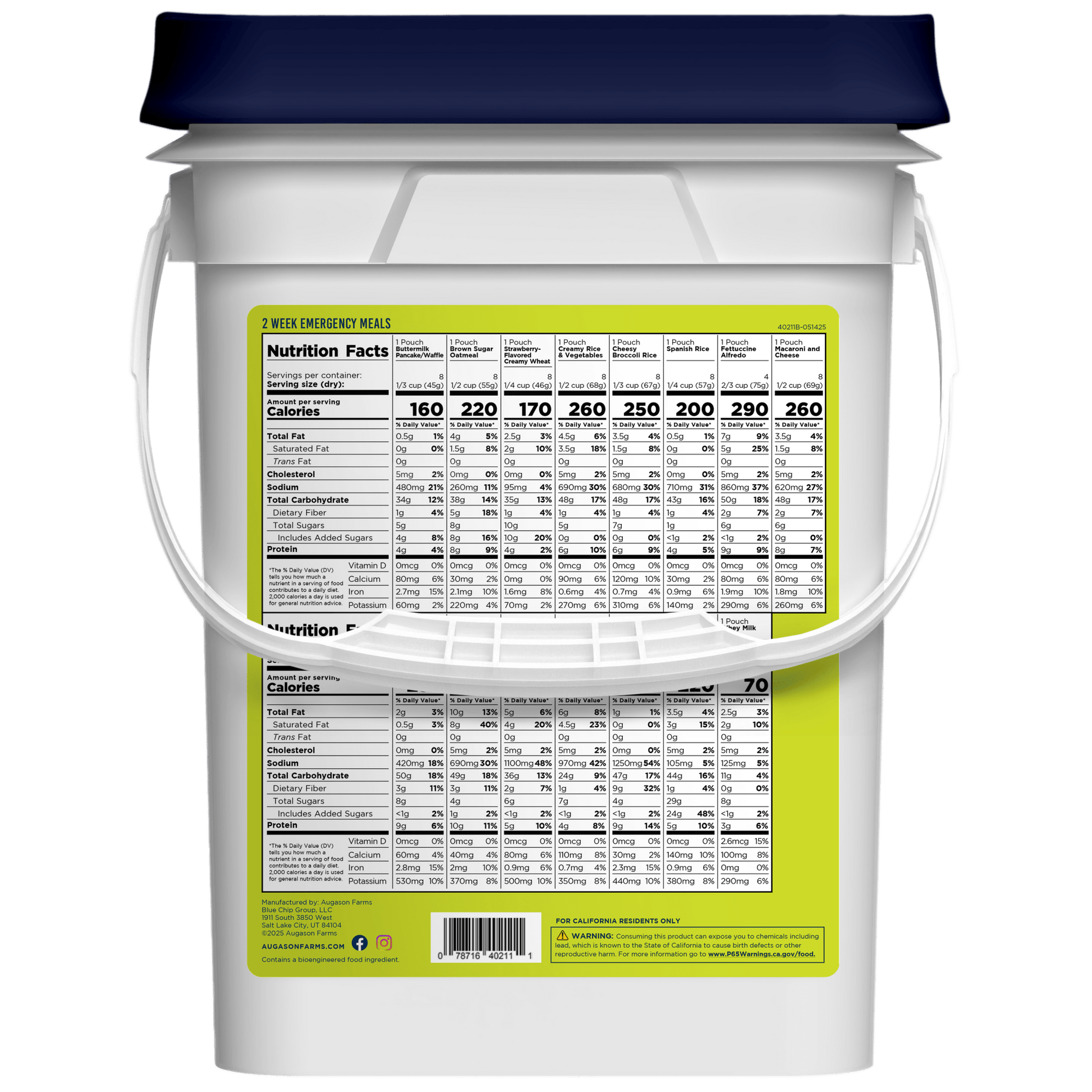 2-Week 1-Person Emergency Food Supply Kit, 119 Servings - Blessings Grow Meadows