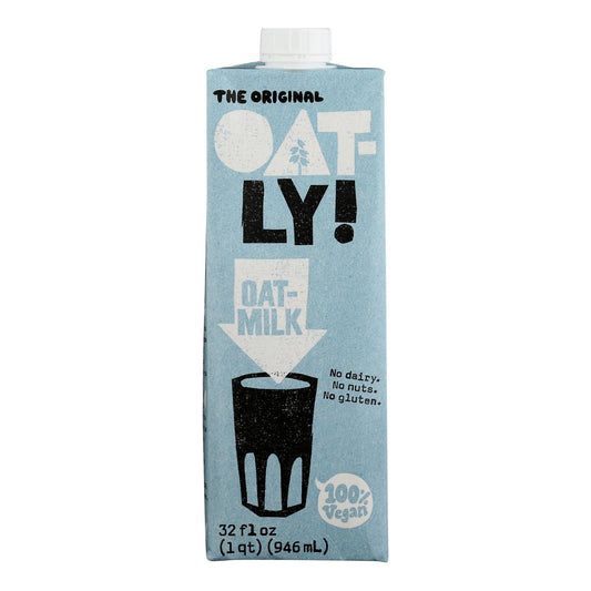 Cozy Farm Oatly Oatmilk Original in 6-32 fl oz cartons, creamy plant-based milk, with carton packaging and label details.