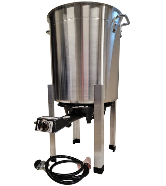 Propane 15-gallon poultry scalder for chickens, ducks, geese, and pheasants, made in the USA, suitable for poultry processing.