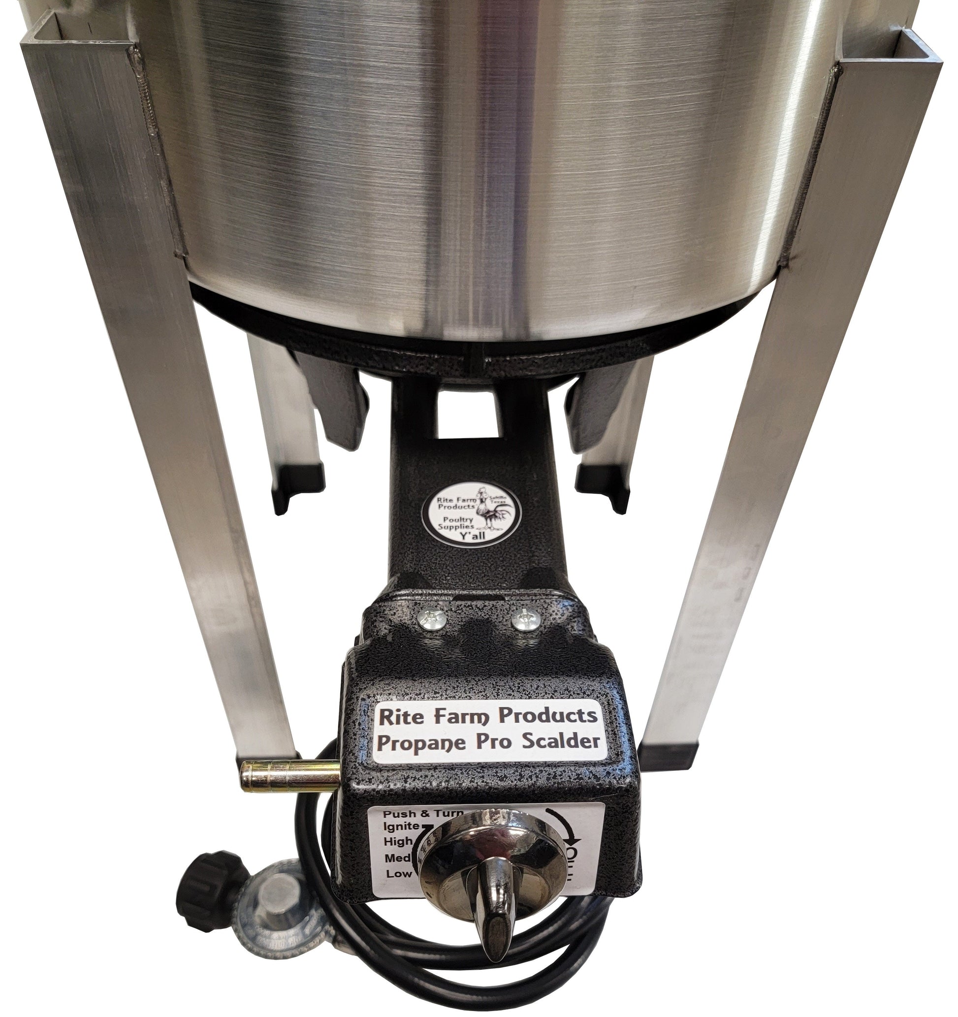 Propane 15-gallon poultry scalder for chickens, ducks, geese, and pheasants, made in the USA, from coopsnmore.com