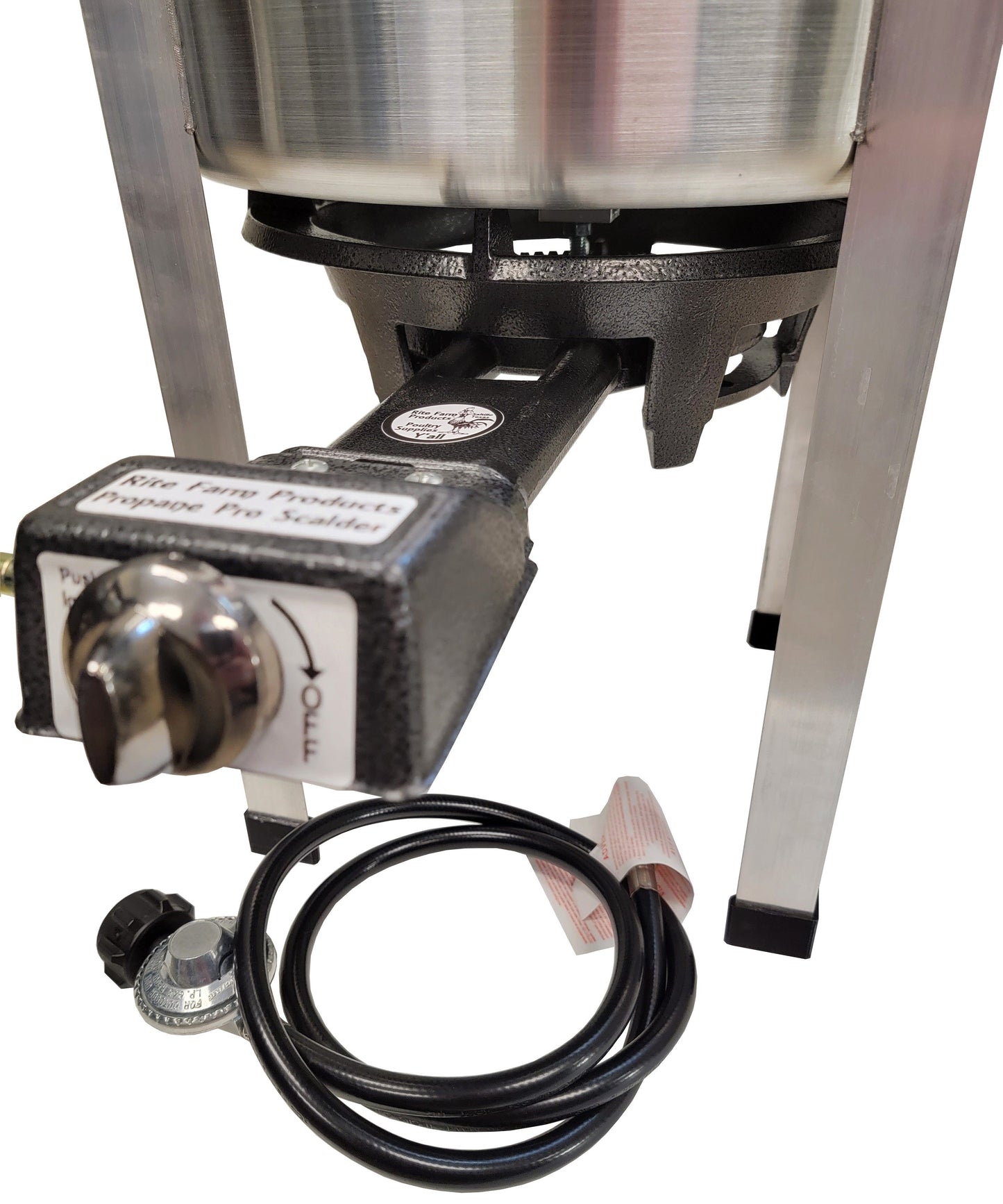 Propane 15-gallon poultry scalder used for chicken, duck, goose, and pheasant processing, made in the USA.