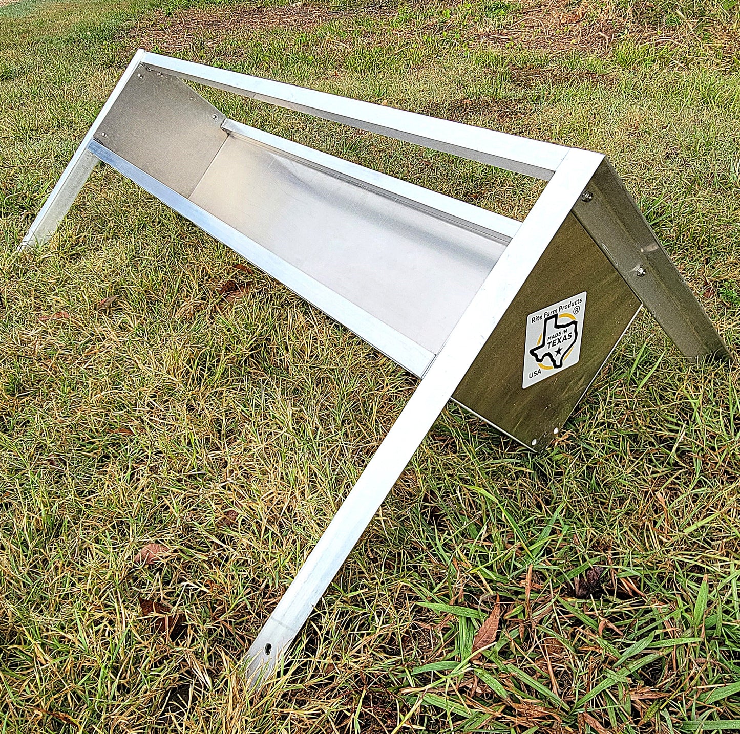 48 Inch 4 Ft Welded Aluminum Sheep & Goat V Trough Feeder with Anchors USA Made