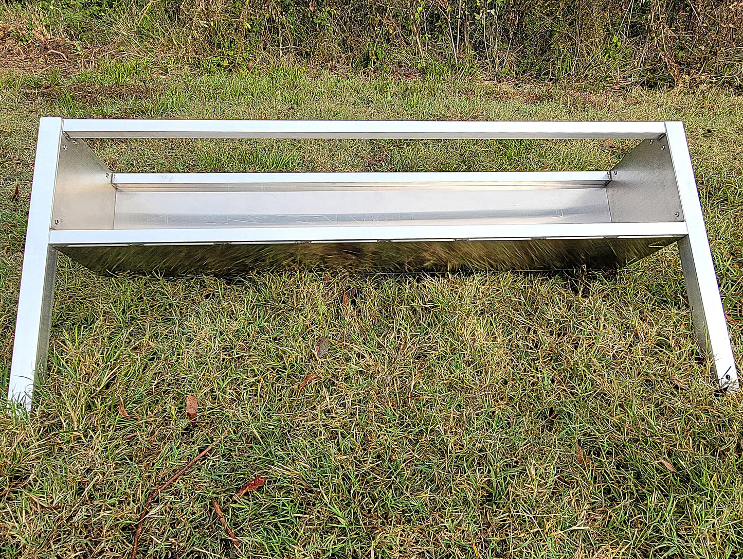 48 Inch 4 Ft Welded Aluminum Sheep & Goat V Trough Feeder with Anchors USA Made