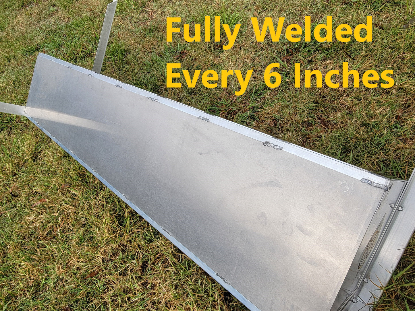 96 Inch 8 Ft Welded Aluminum Sheep & Goat V Trough Feeder with Anchors USA Made