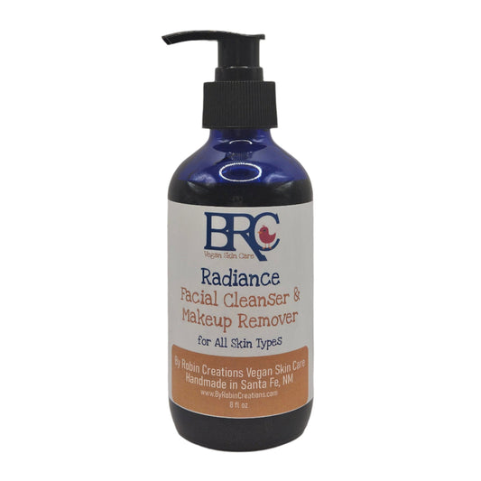 By Robin Creations Radiance Facial Cleanser and Makeup Remover Pads for all skin types in a resealable package.