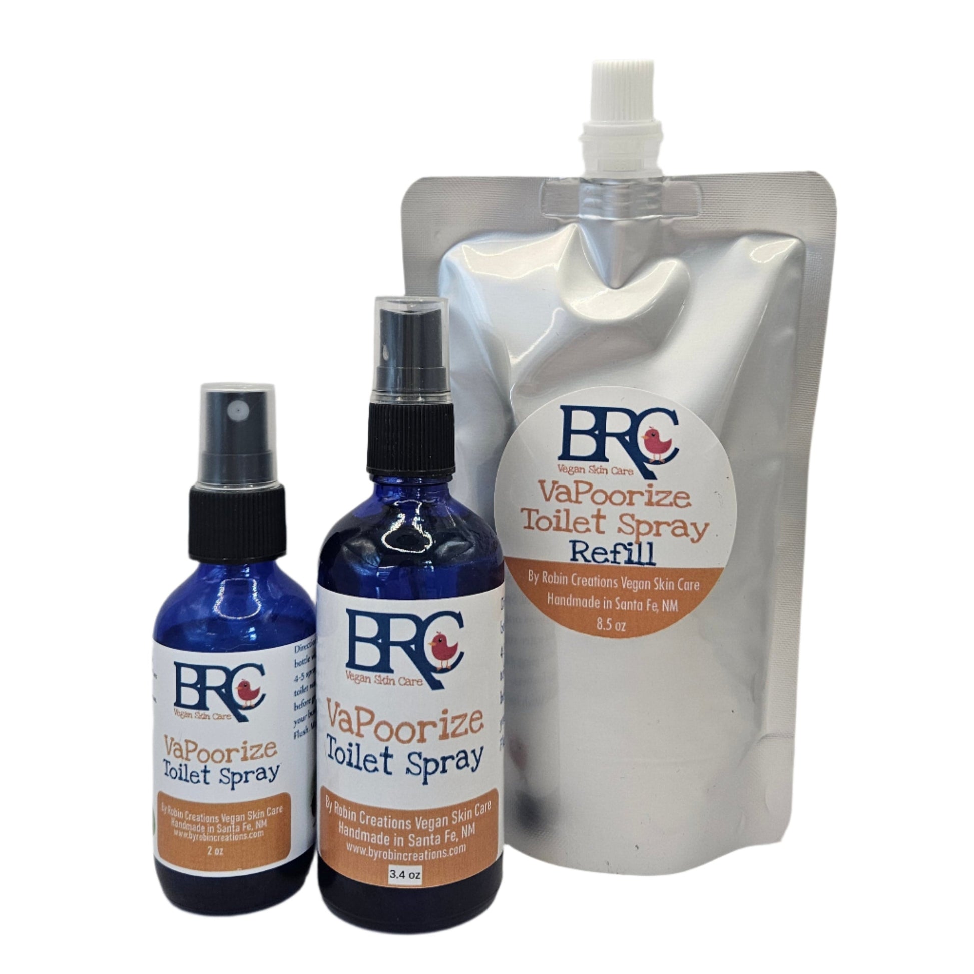 By Robin Creations VaPoorize "Use Before You Poo" toilet spray bottle, reformulated for improved freshness and odor control.