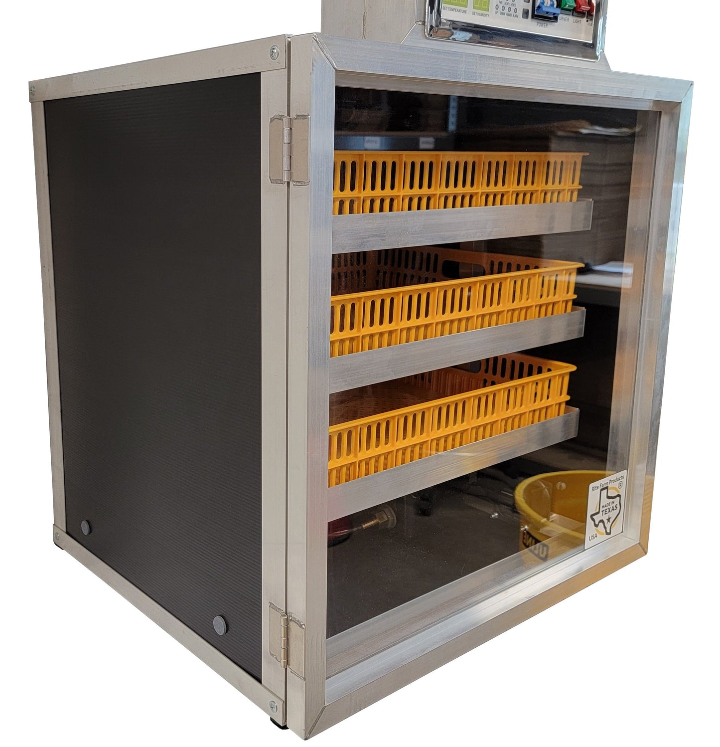 Rite Farm Products PRO264 cabinet incubator and egg hatcher with digital control for chicken, duck, goose, and pheasant eggs.