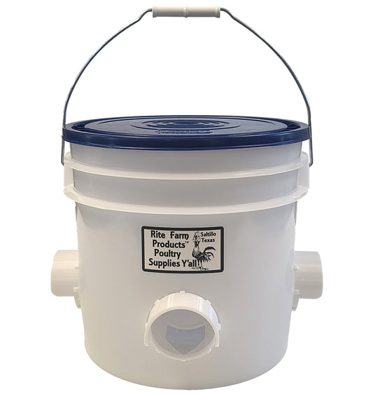Automatic chicken feeder with 4 ports, 22-pound capacity, suitable for poultry like chickens, ducks, geese, and pheasants.