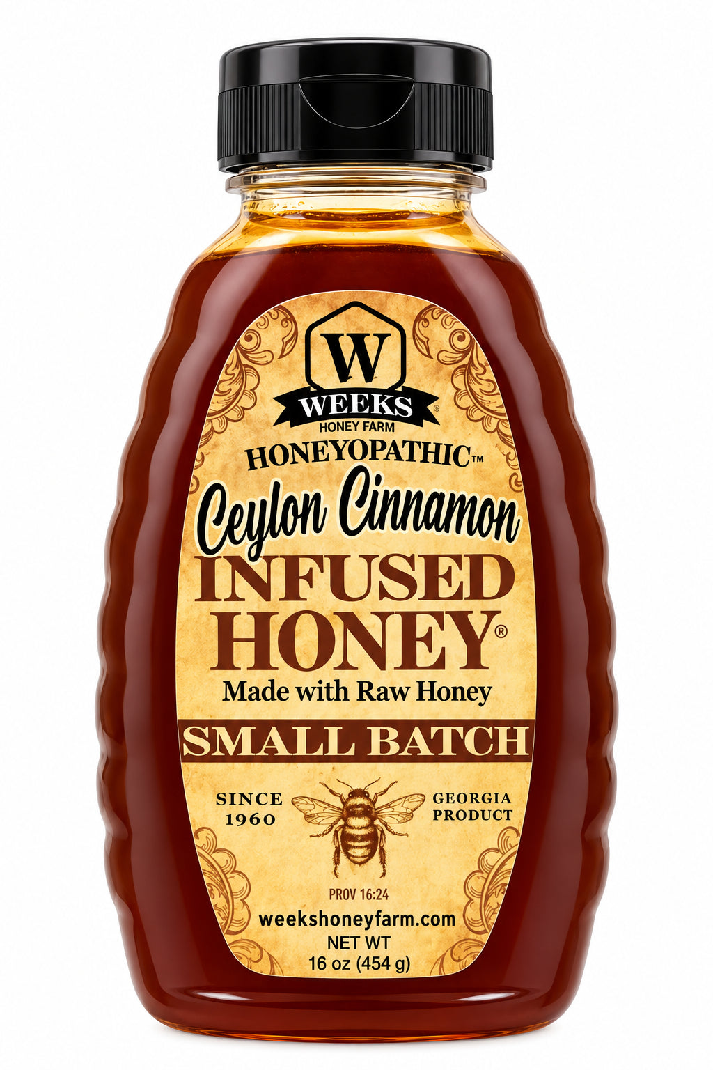 Weeks Honey Farm infused honey trio gift set with cinnamon, rosemary, and salted honey jars