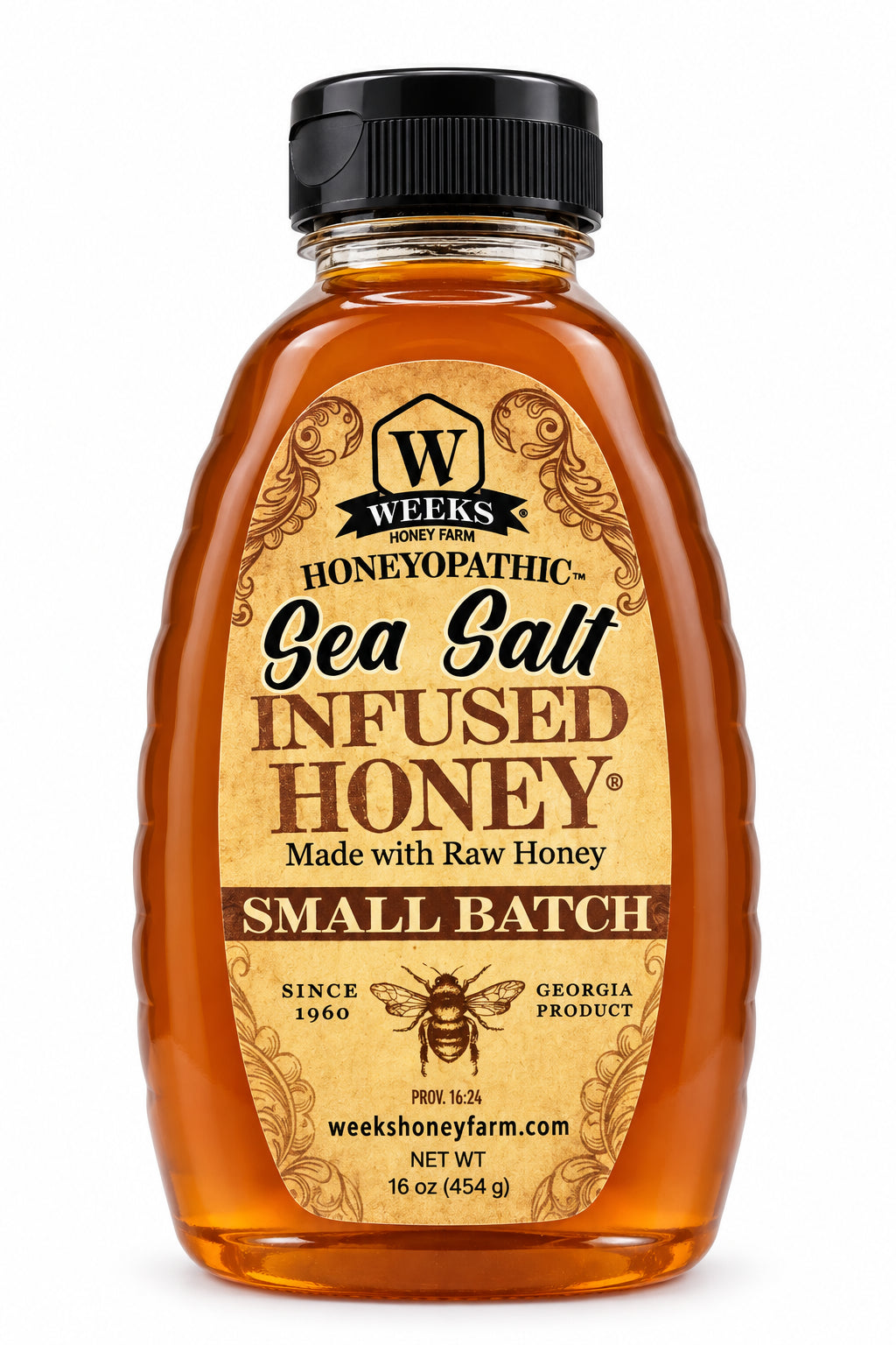 Weeks Honey Farm infused honey trio gift set with cinnamon, rosemary, and salted honey jars