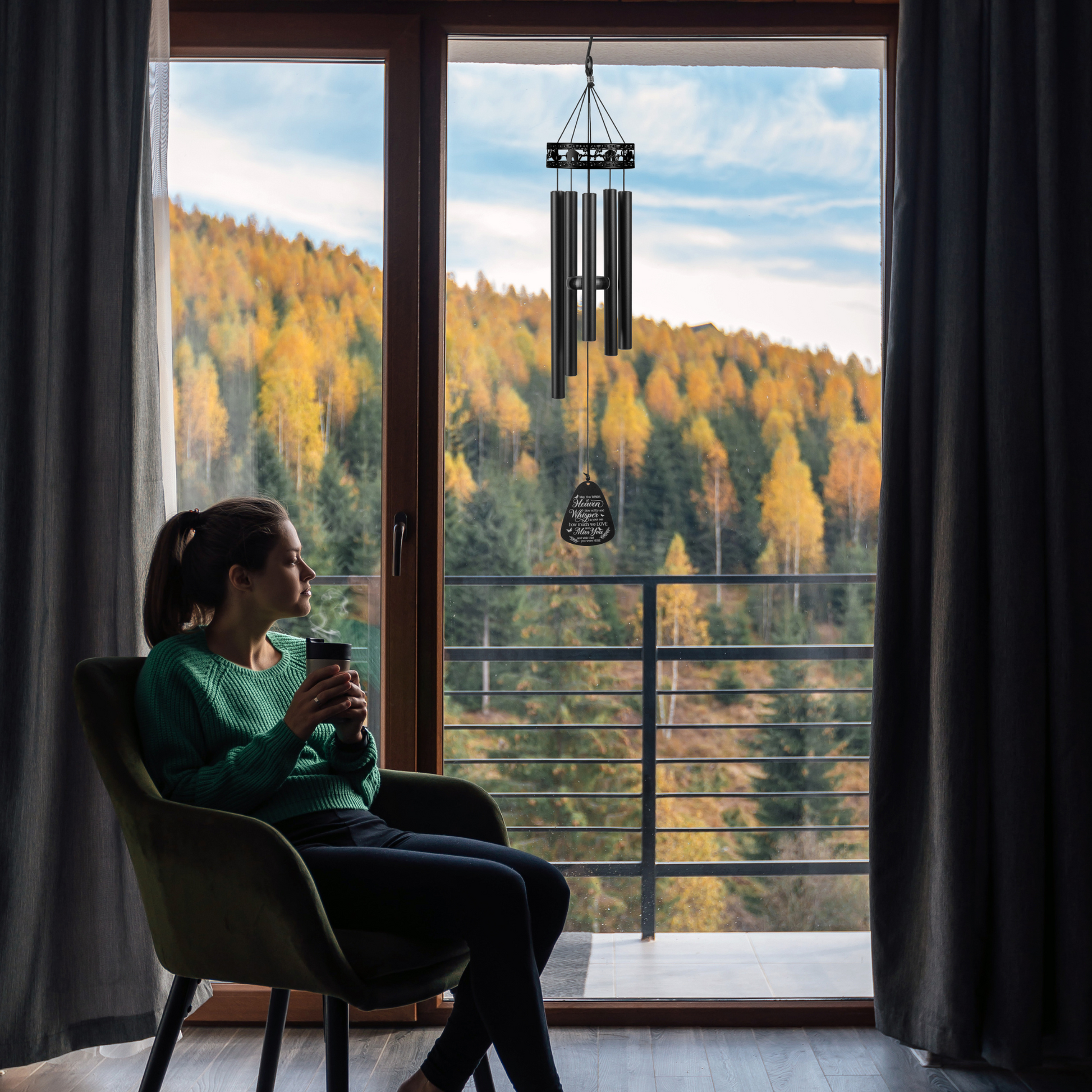 34" Serenity Family-Love Memorial Wind Chimes, Thoughtful Gift For Special Occasions or Reflections - Blessings Grow Meadows