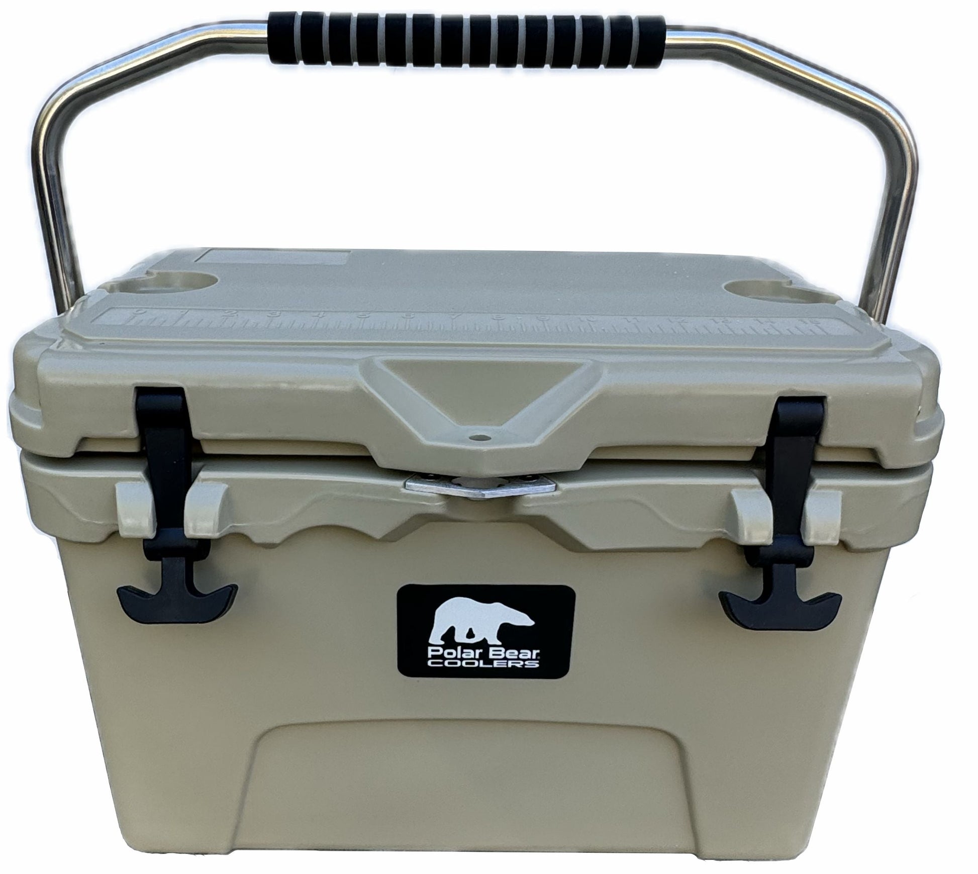 Polar Bear 20 hard cooler in khaki color, durable insulated cooler for outdoor use by Polar Bear Coolers
