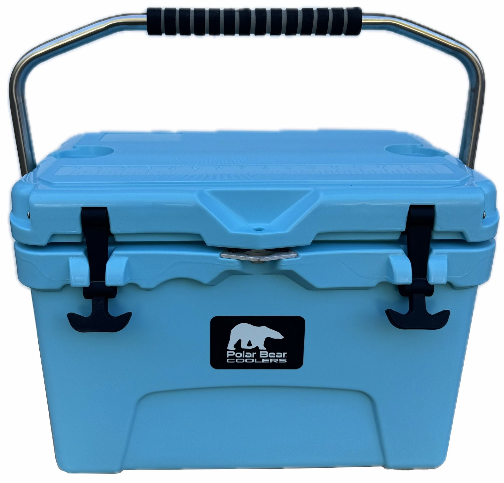 Polar Bear 20 Hard Cooler from Polar Bear Coolers, showing a sturdy white cooler with a secure lid and handles for outdoor use.