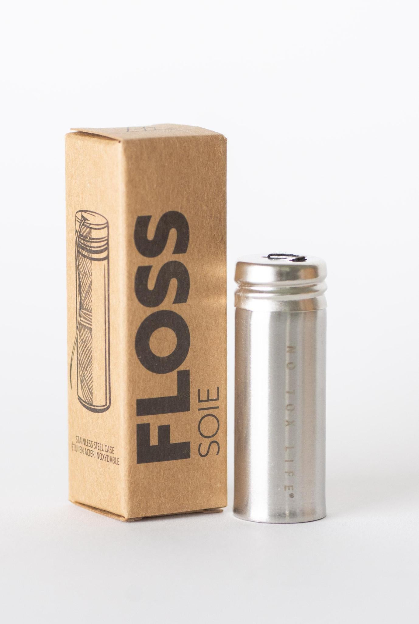 Charcoal Floss - Stainless Steel Holder - No Tox Life® - Blessings Grow Meadows