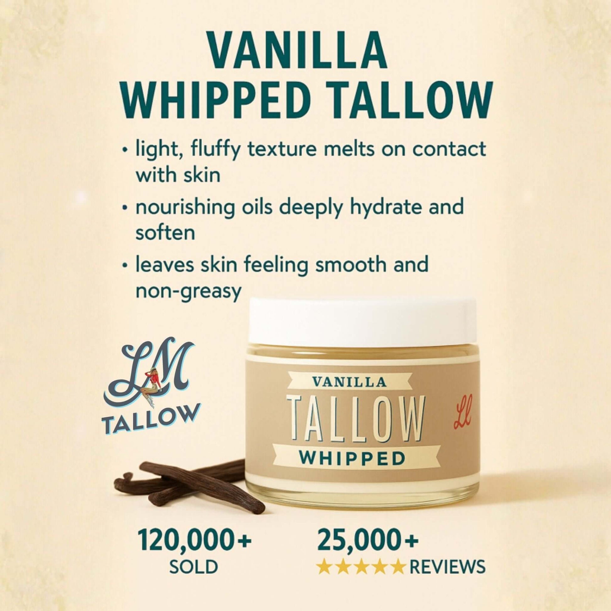 Whipped Tallow Trio - 9oz - Lavender, Vanilla, Eucalyptus Premium Quality All Natural Gift Box by The Lady May - Lady May Tallow ~ Blessings Grow Meadows