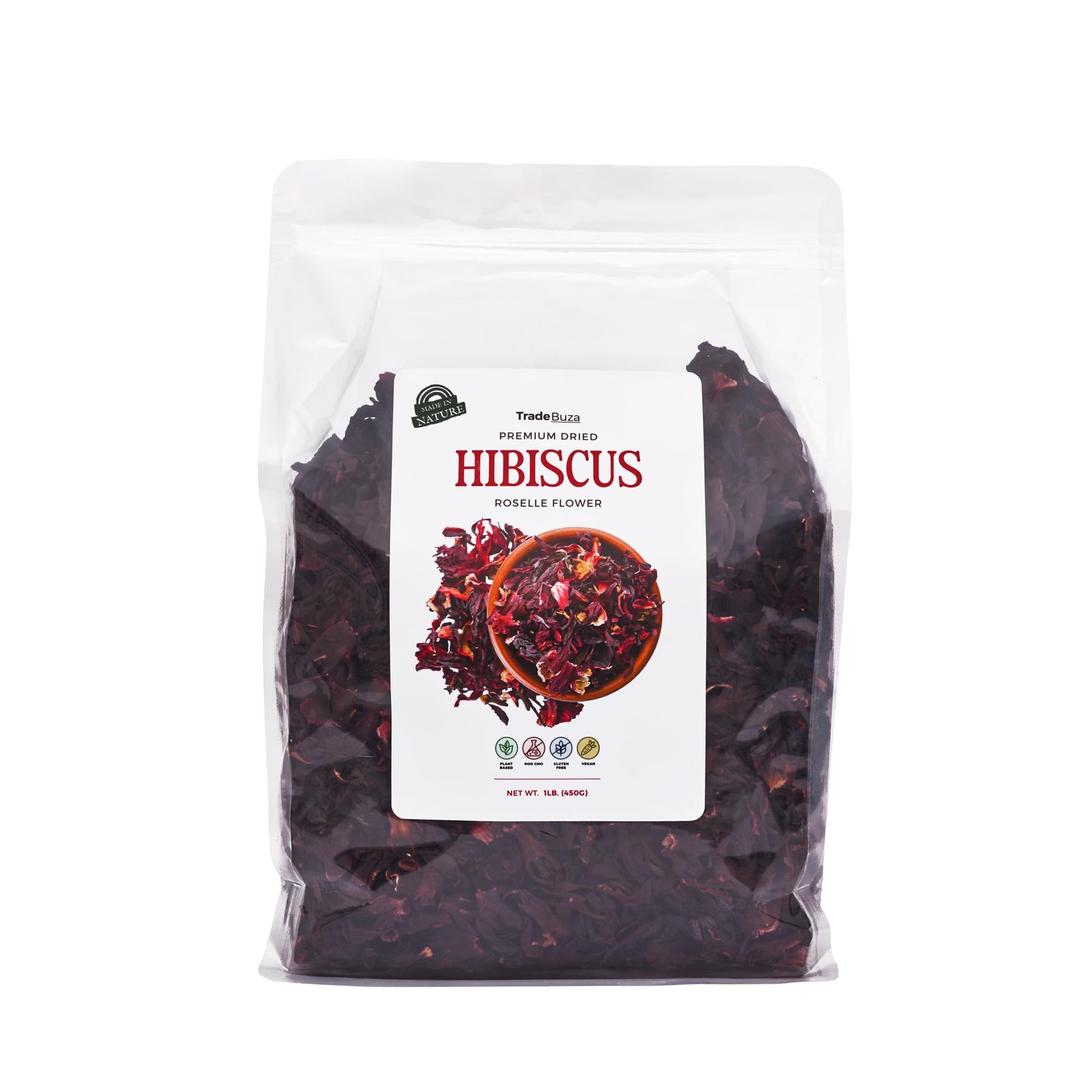 1lb Dried Hibiscus Flowers (16oz) – All Natural Roselle | Triple Cleaned, Sun-Dried Whole Petals | Flor de Jamaica | Great for Tea, Agua Fresca & Cocktails | Resealable Bag – by TradeBuza - TradeBuza ~ Blessings Grow Meadows