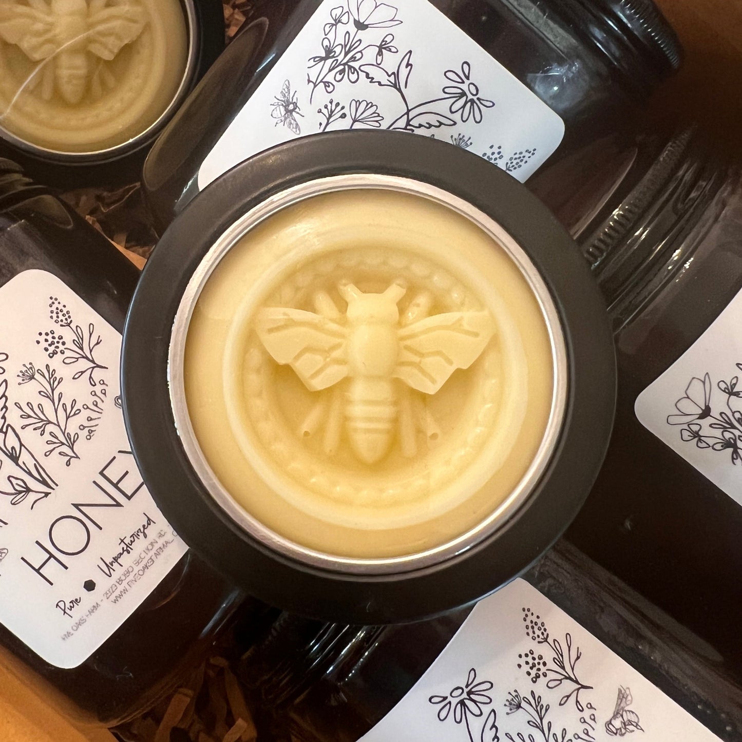 Natural lotion bar from Five Oaks Farm, handcrafted skincare product with a rustic, farm-inspired appearance and natural ingredients.