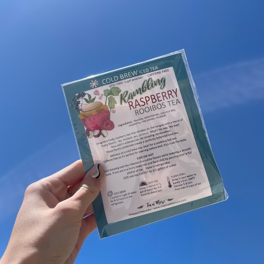 Rambling Raspberry Decaffeinated Tea | Pack of 2 | 2 Half Gallon Bags | Tea n More - BuyNebraska.com ~ Blessings Grow Meadows