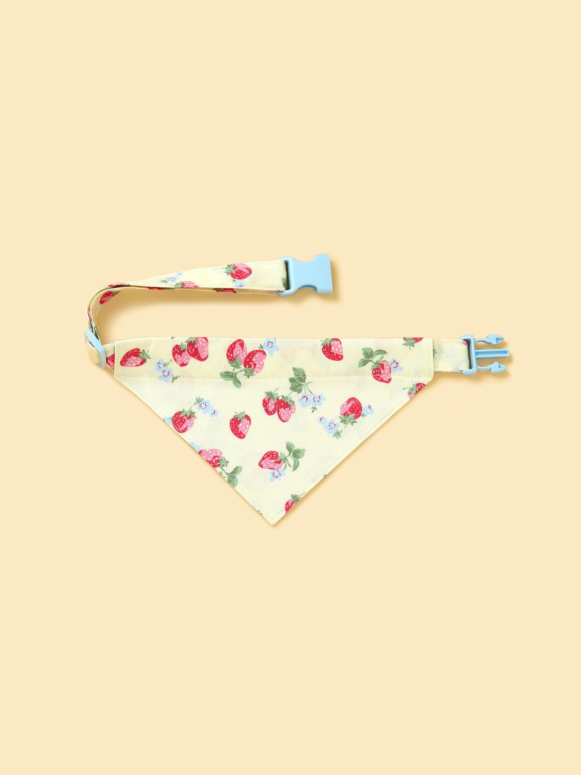 Strawberry Fields Butter Yellow Triangle Bandana - BarkBarkBaby ~ Blessings Grow Meadows