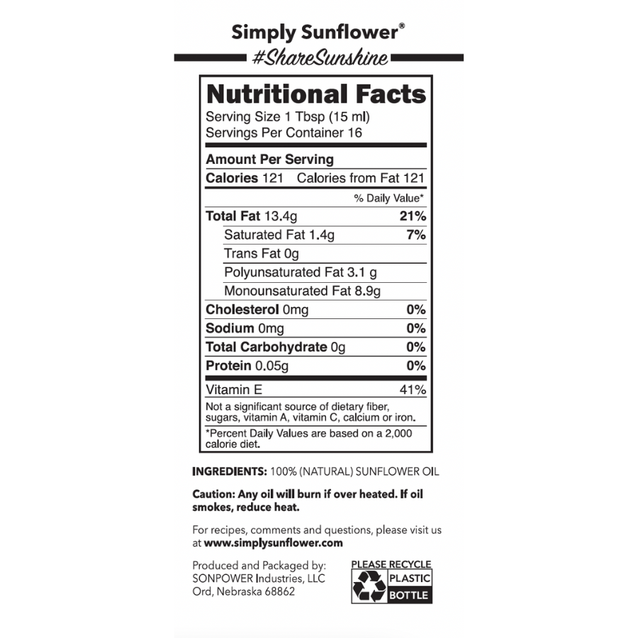 Sunflower Oil | 8 oz | Non GMO, Gluten & Nut Free, Vegan | Simply Sunflower - BuyNebraska.com ~ Blessings Grow Meadows