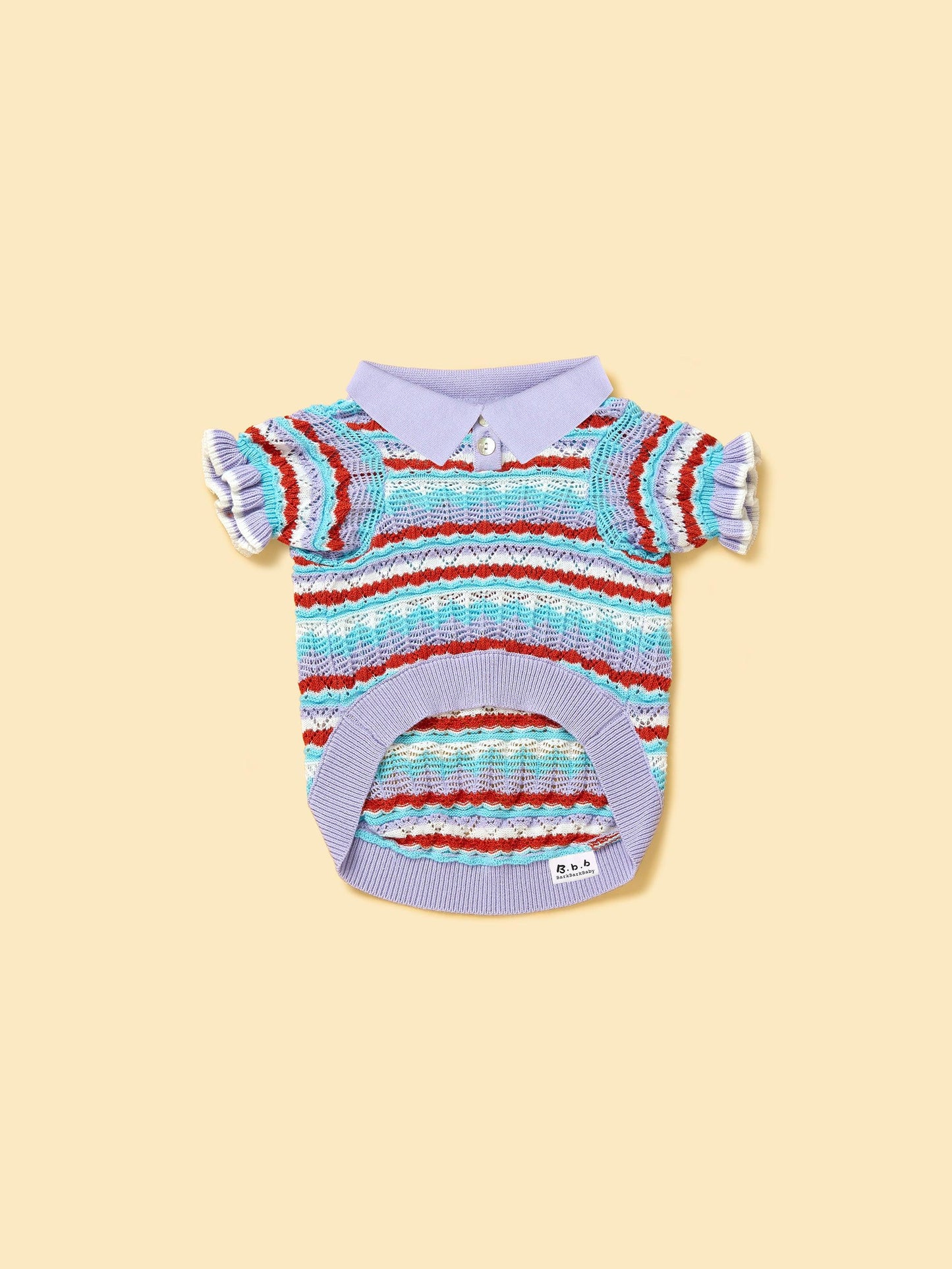 Pet & Me Spring Summer Lavender Ruffle Crochet Short Sleeve Polo Shirt - BarkBarkBaby ~ Blessings Grow Meadows