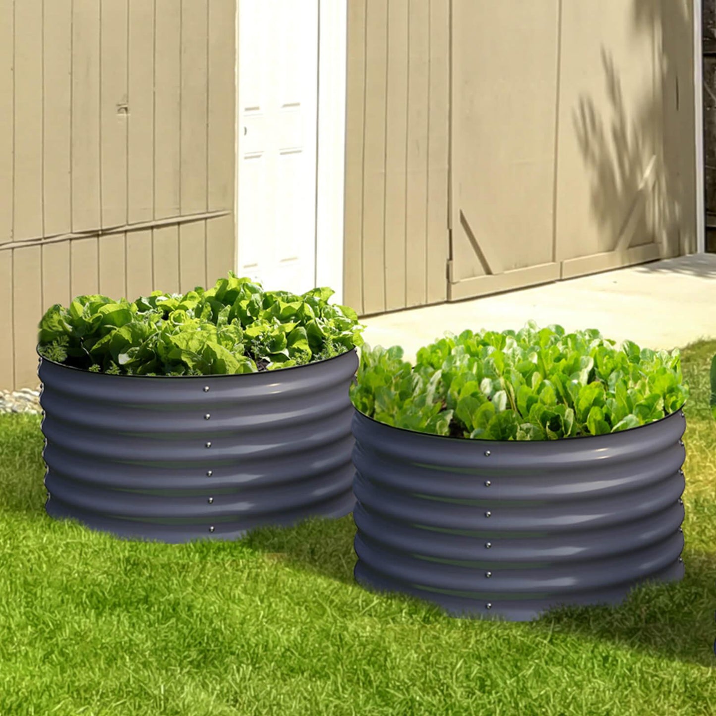 Olle Gardens 17" Tal, 24" Round Pair Raised Garden Beds Black at Blessings Grow Meadows 