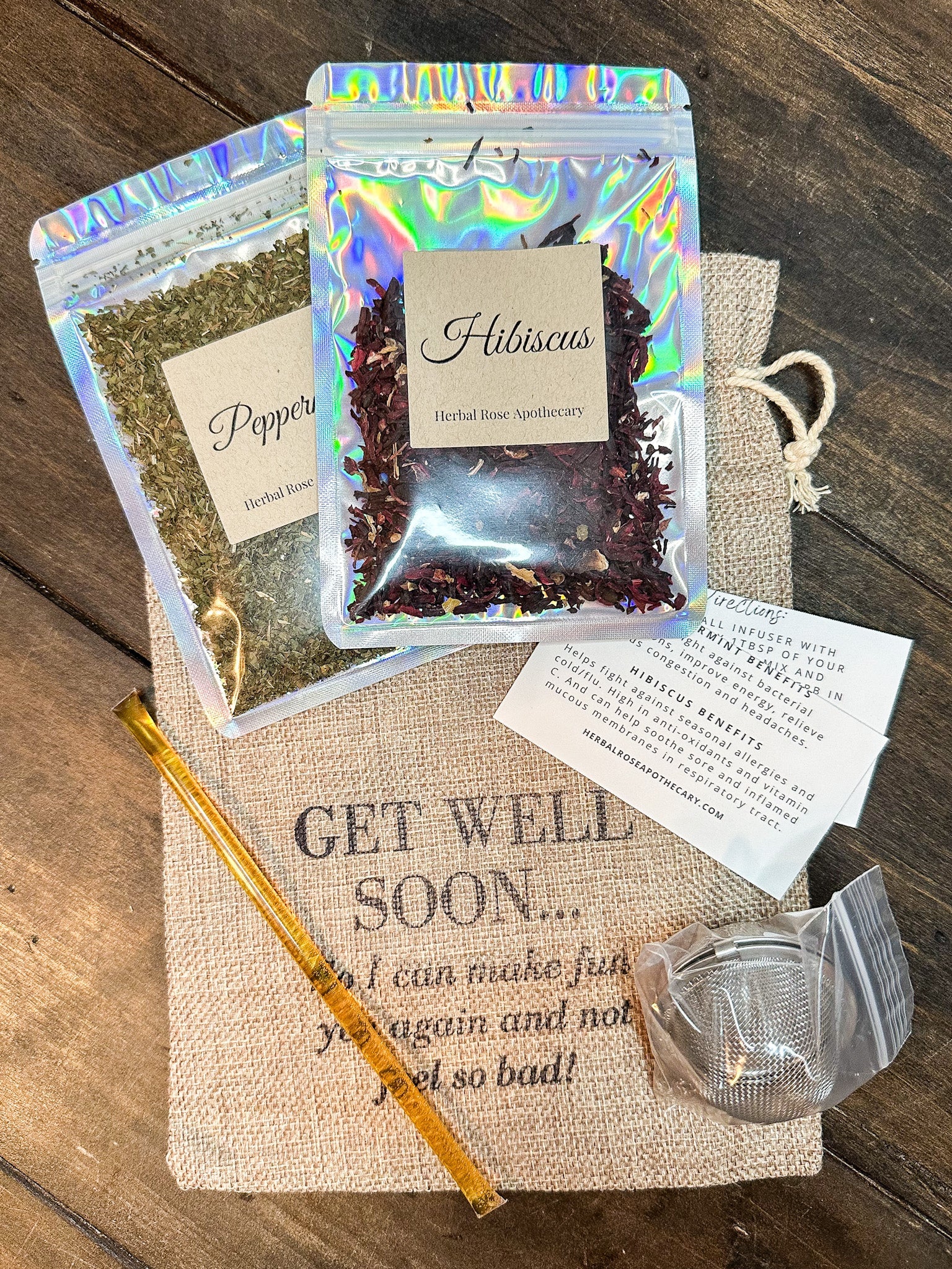 Herbal Tea Gift Bag - 2 herb gift bag - Blessings Grow Meadows