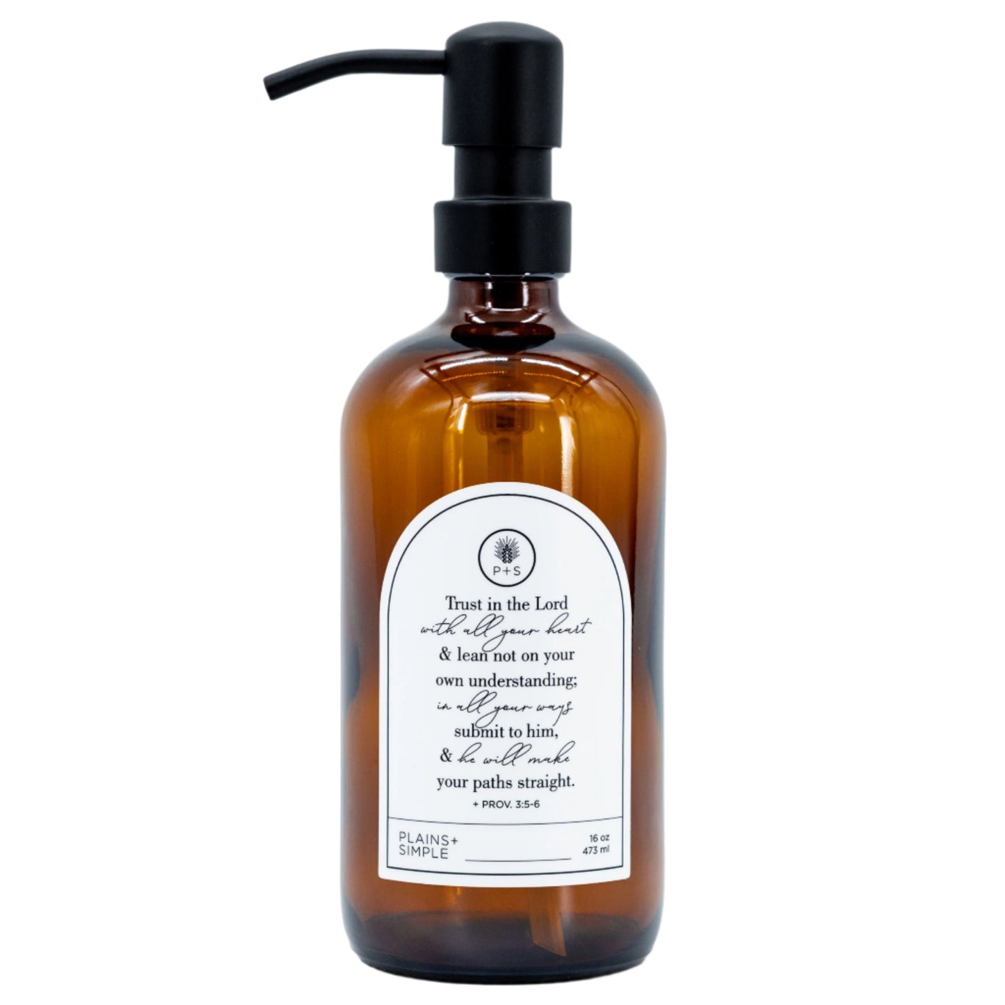 SALE | Trust in the Lord Amber Glass Dispenser | 16 oz | Plains + Simple - BuyNebraska.com ~ Blessings Grow Meadows