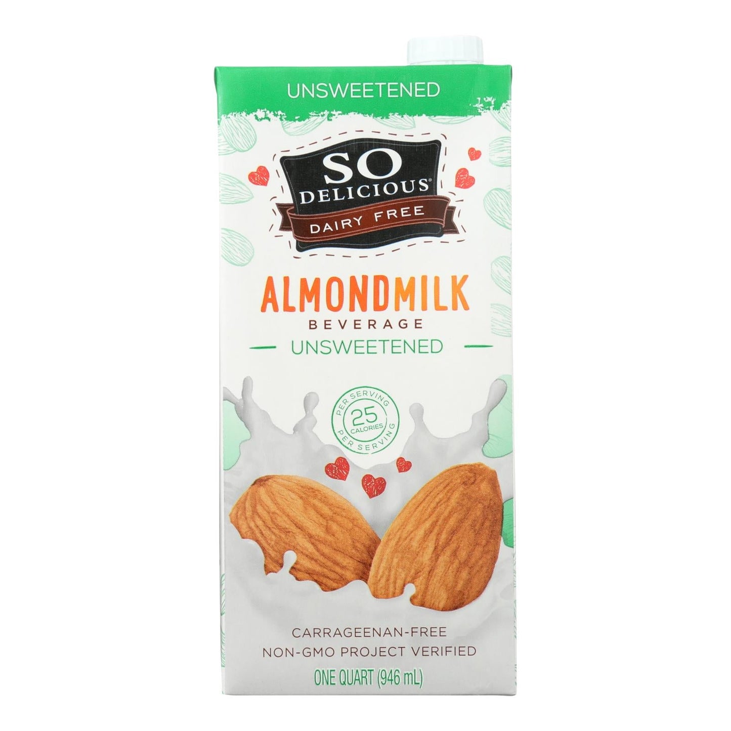 So Delicious Unsweetened Almond Milk Beverage, 32 Fl Oz. (Pack of 6)