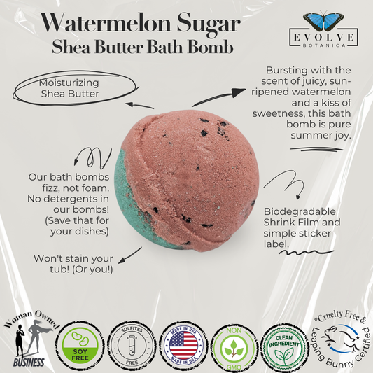 Bath Bomb - Watermelon Sugar - Evolve Botanica ~ Blessings Grow Meadows