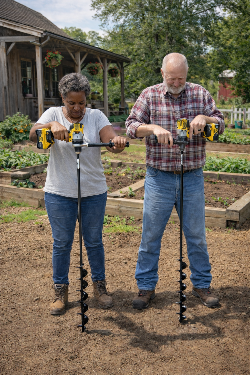Heavy duty Power Planter Auger with 3-inch diameter and extended standing length for deep soil drilling.