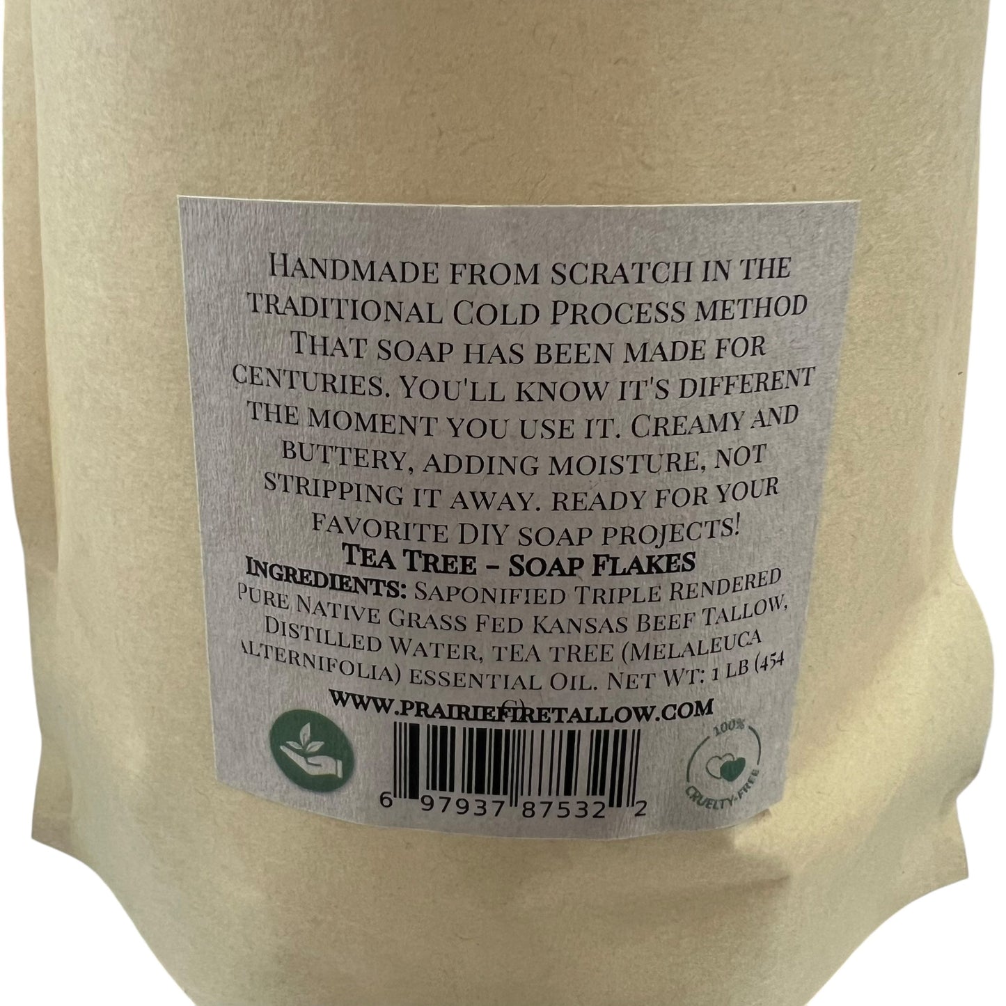 Pure Beef Tallow Soap Flakes - Made in USA - Grass Fed and Finished - Face, Body and Hair - Cleans, Moisturizes, Soothes, and Hydrates. Natural and Organic - Blessings Grow Meadows